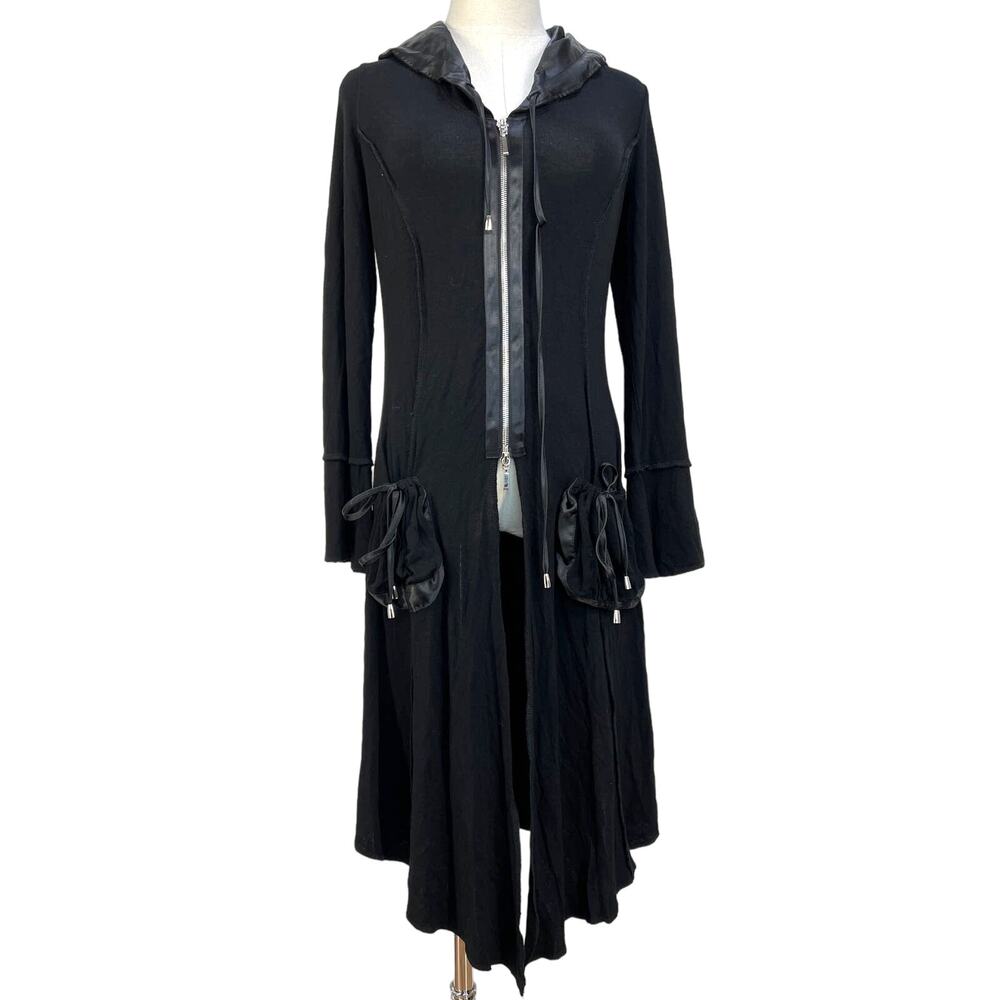 Vintage Joseph Ribkoff Satin Trim Hoodie Jacket Black